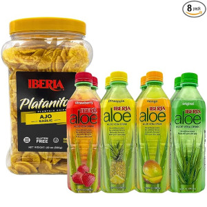 Garlic Plantain Chips + Aloe Vera Variety Pack - 20 Oz Chips + 8 Juice